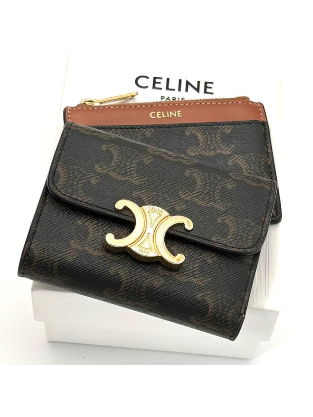 Celine Compact Wallet with Coin Purse All Over Print